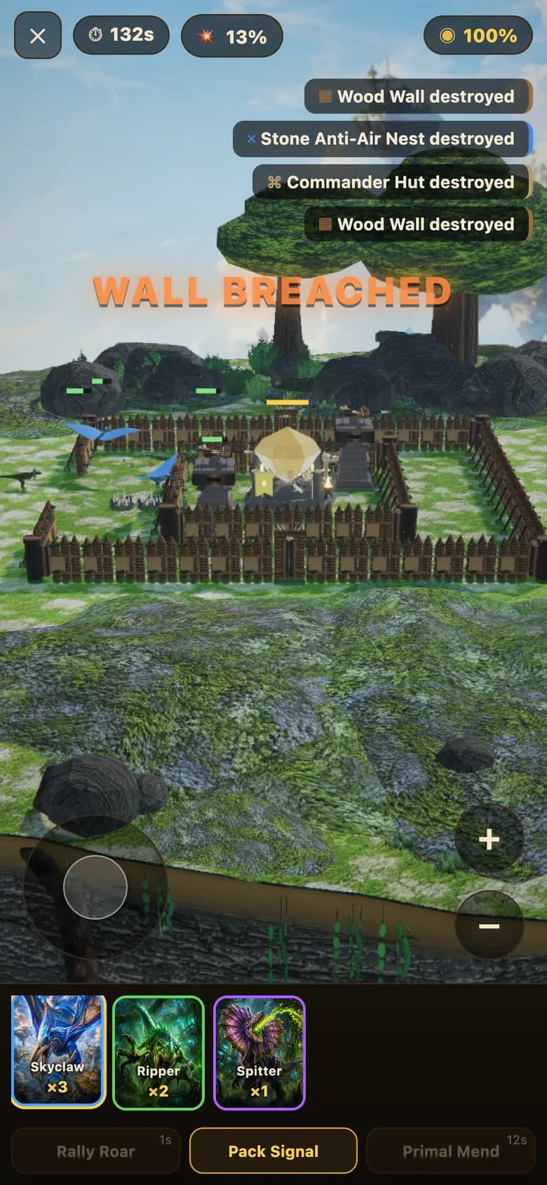 A raid on a grassland island with the anti-air nest destroyed